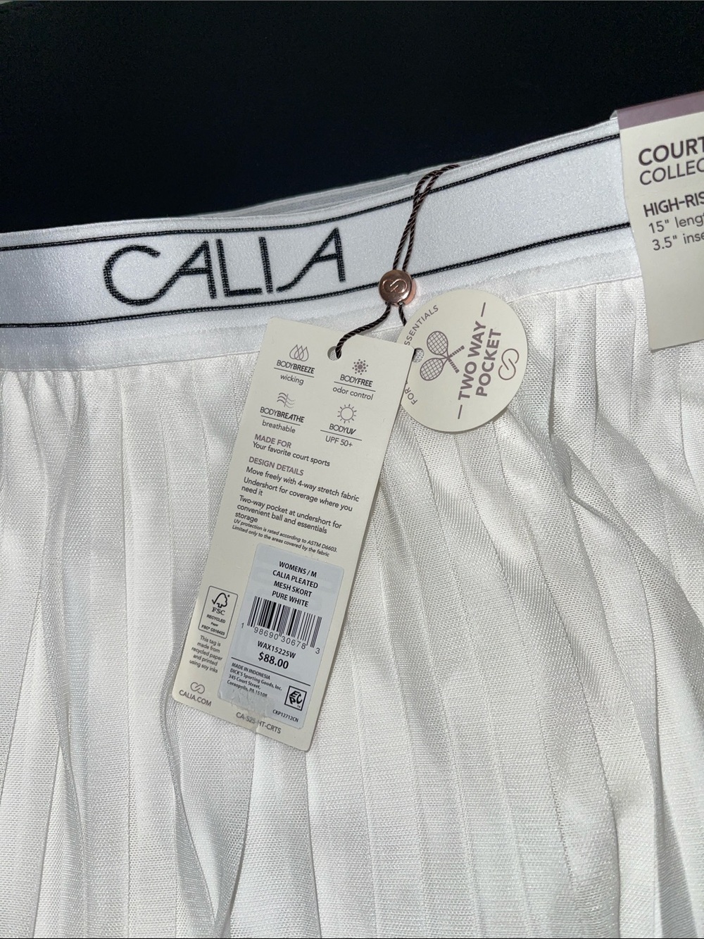 CALIA by Carrie Underwood White Pleated Tennis Skirt with Branded Waistband - Picture 7 of 10